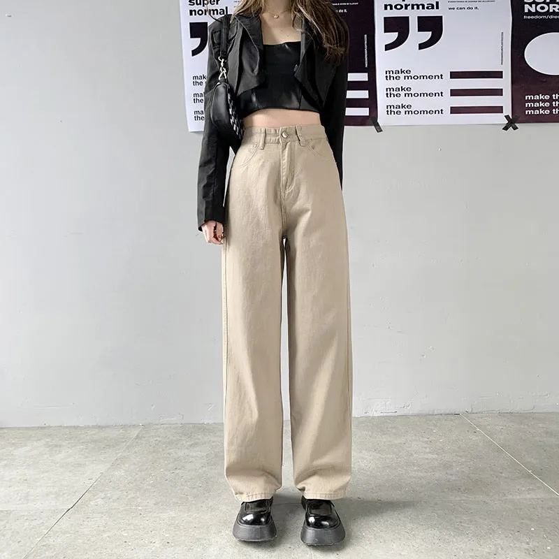 2022 High Waist Straight Leg Jeans