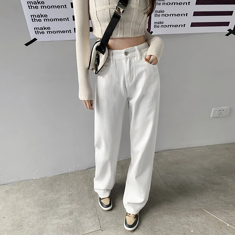 2022 High Waist Straight Leg Jeans