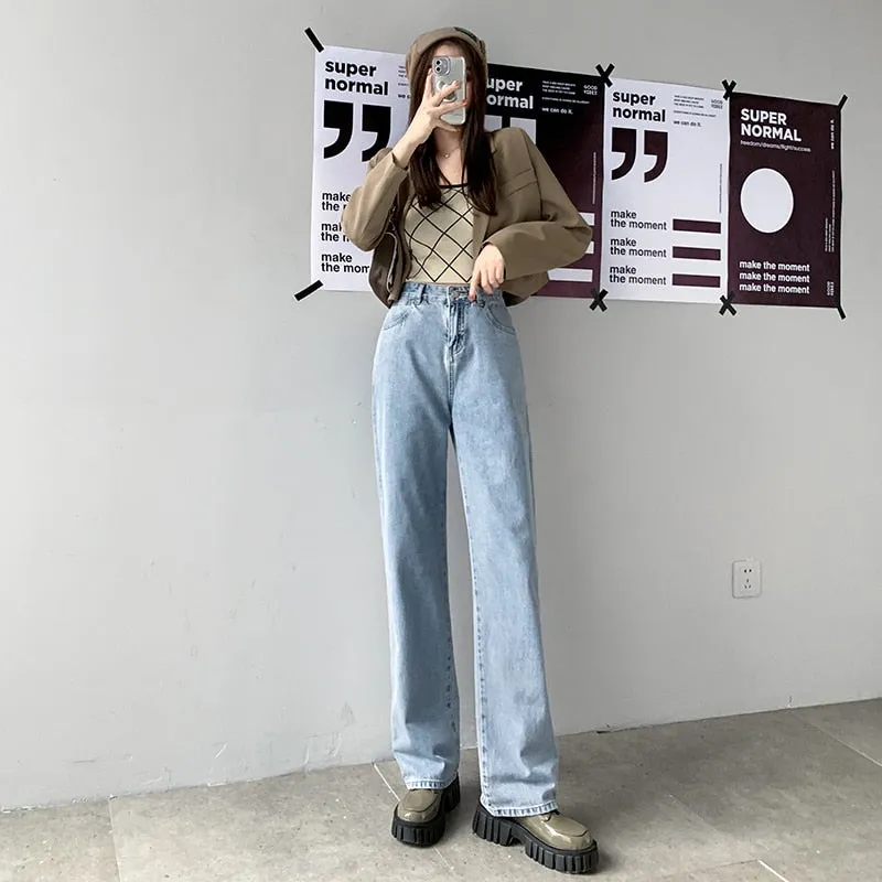 2022 High Waist Straight Leg Jeans