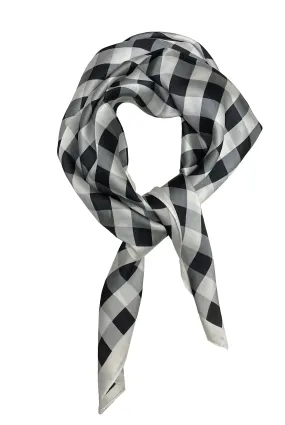 70cm x 70cm Checked, Black, White Print Pattern Square Scarf Big Ladies Women Faux Silk Head Neck Thin Bag Charm