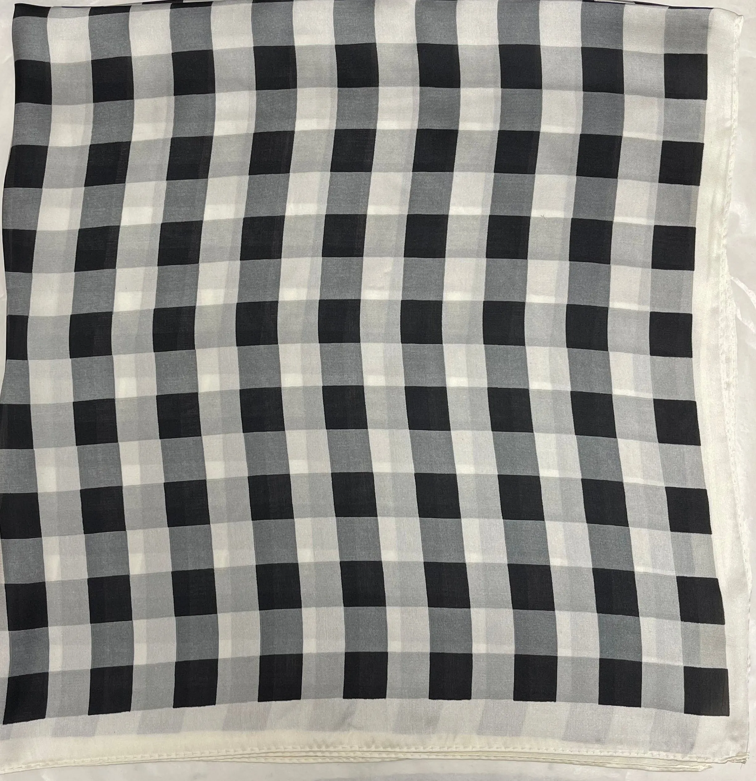 70cm x 70cm Checked, Black, White Print Pattern Square Scarf Big Ladies Women Faux Silk Head Neck Thin Bag Charm