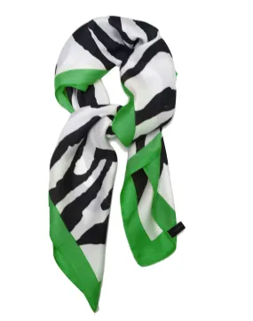 70cm x 70cm Square Scarf Green Zebra Print Pattern Scarf Thin Silky Womens Summer Spring