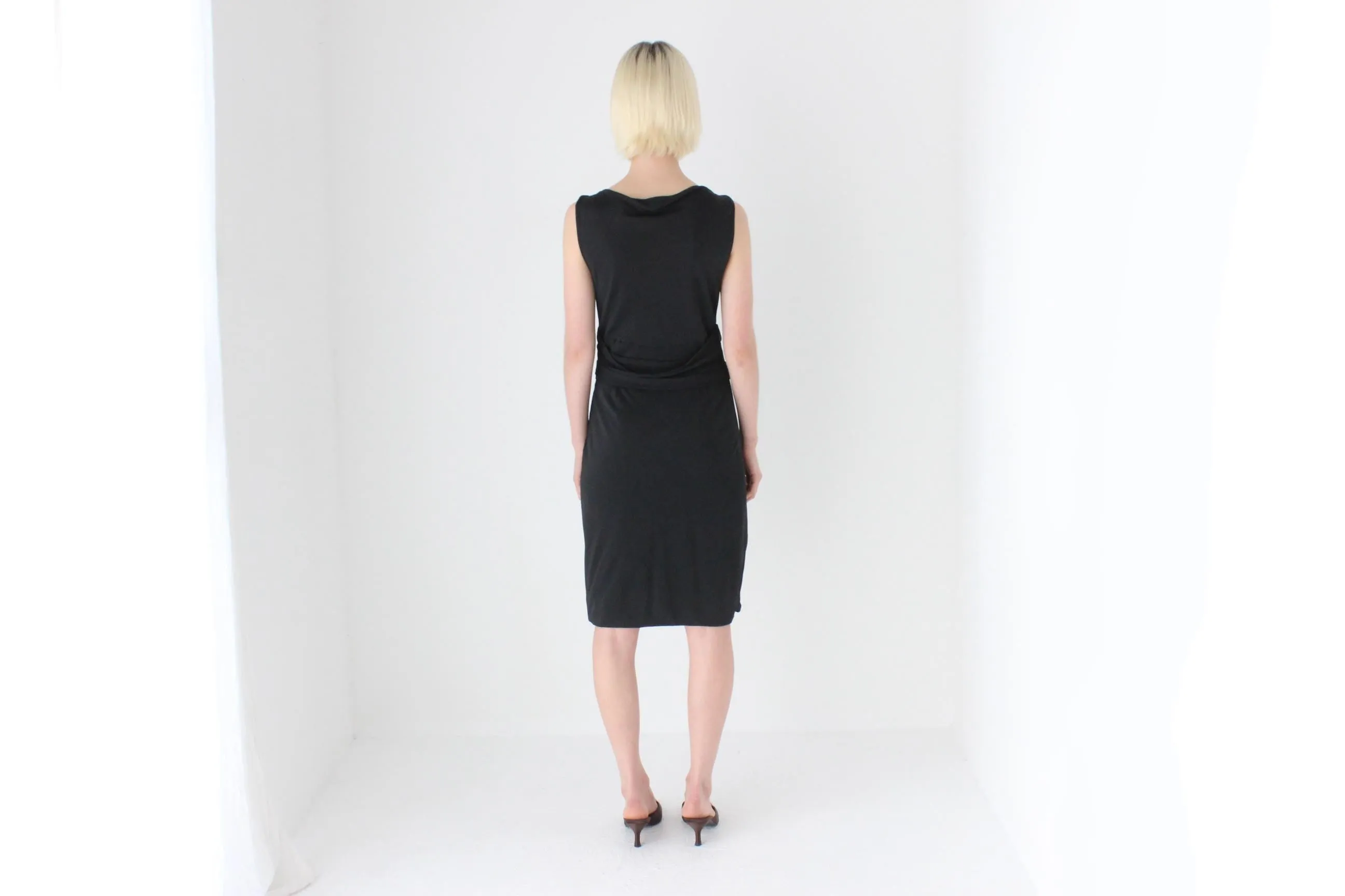 90s Moschino Slinky High Neck Designer LBD
