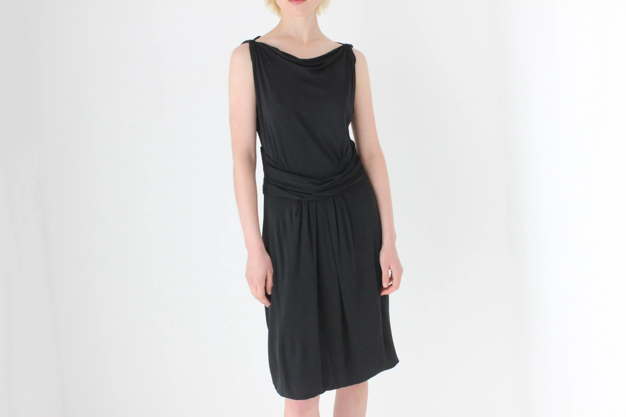 90s Moschino Slinky High Neck Designer LBD