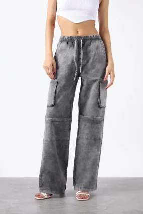 Acid Wash Grey Cargo Trouser