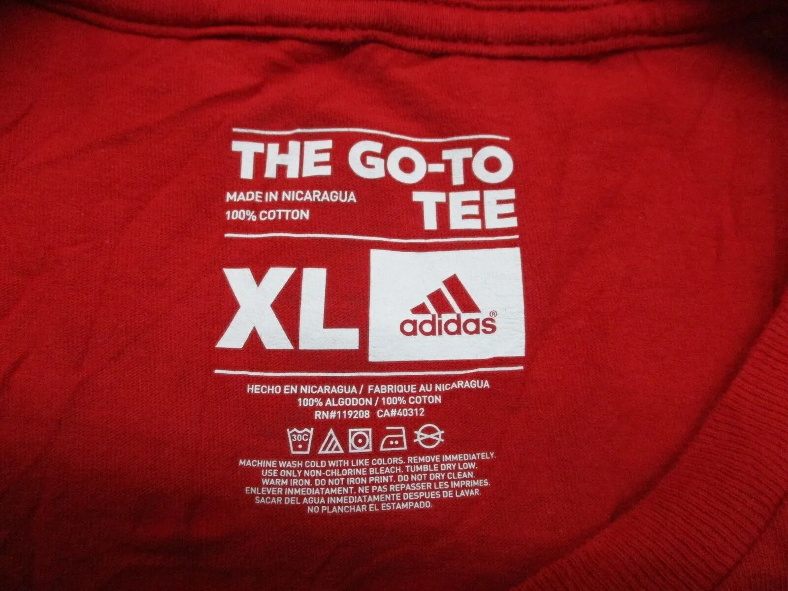 Adidas T Shirt Mens Size XL Red The Go To Tee ATL 17 100% Cotton Short Sleeve