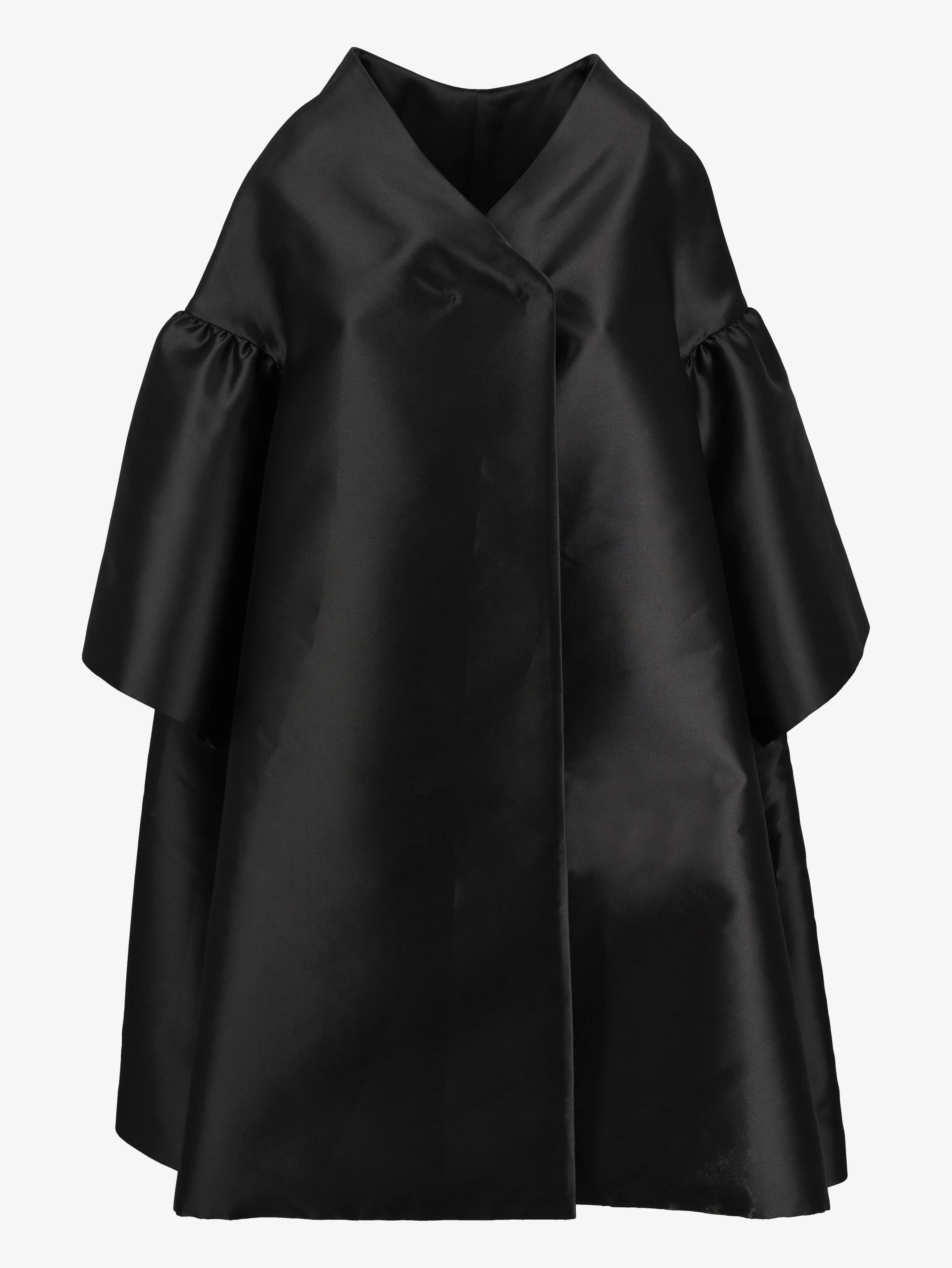 Alberta Ferretti Black Taffetà Overcoat