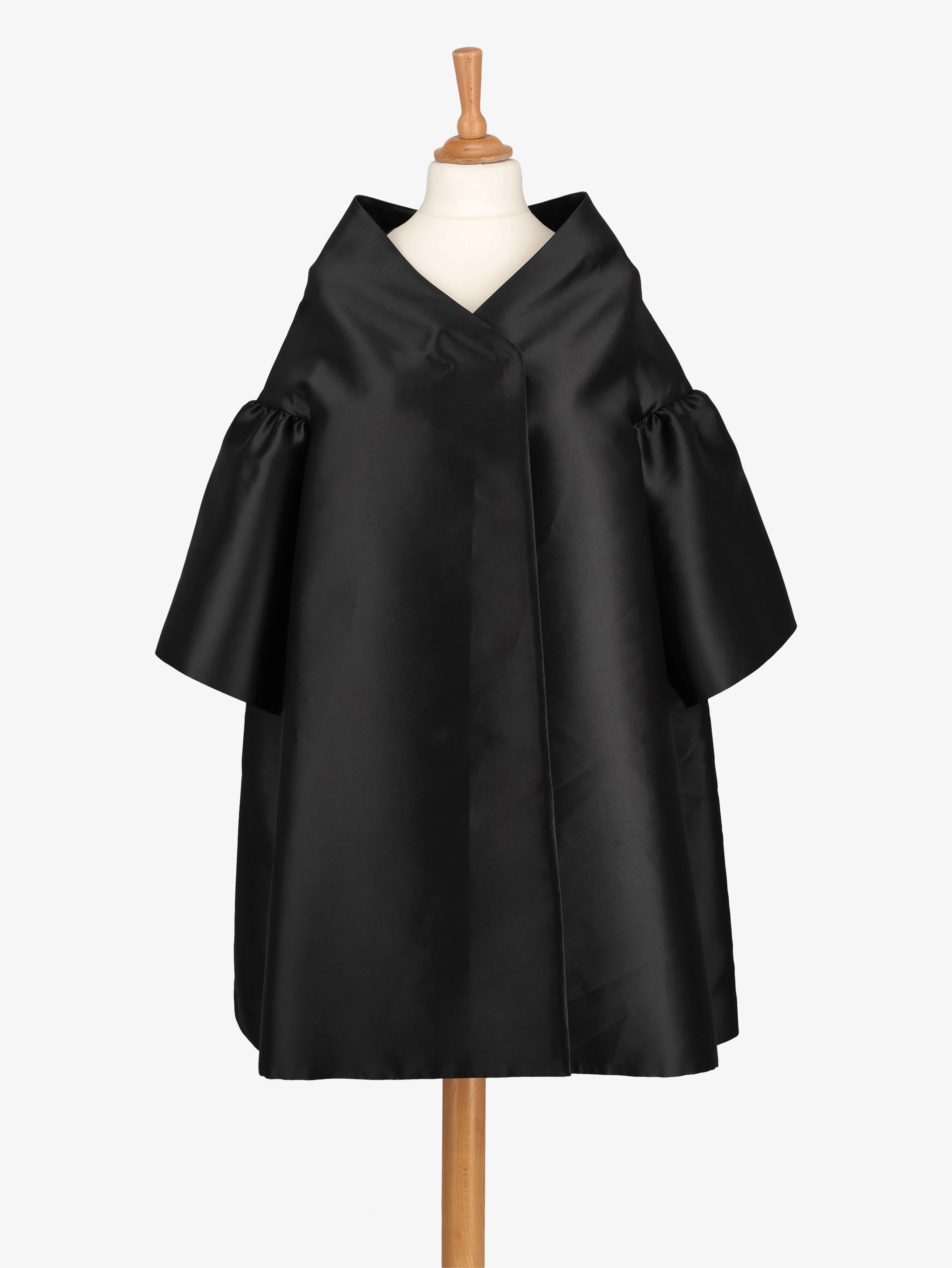 Alberta Ferretti Black Taffetà Overcoat