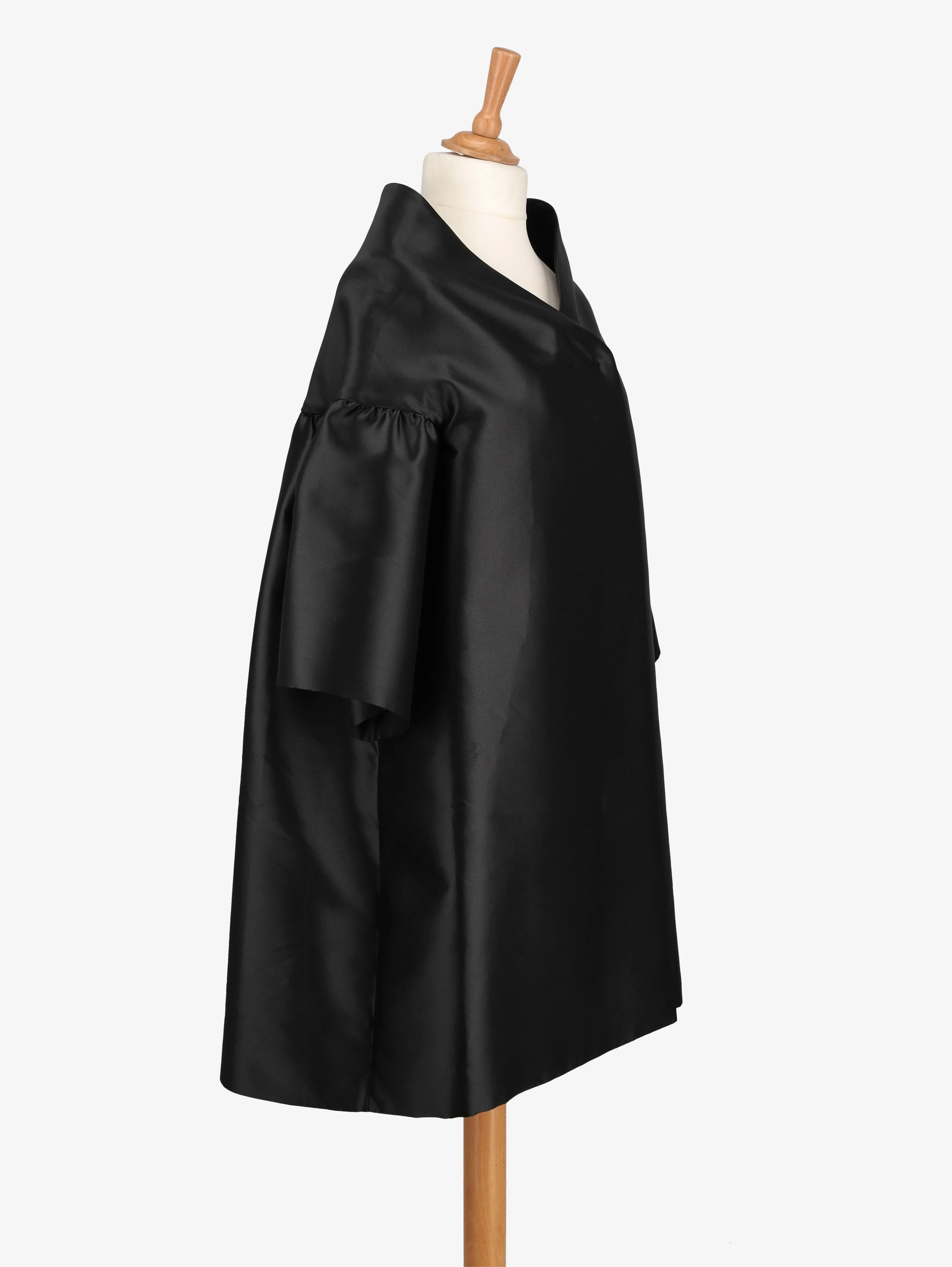 Alberta Ferretti Black Taffetà Overcoat