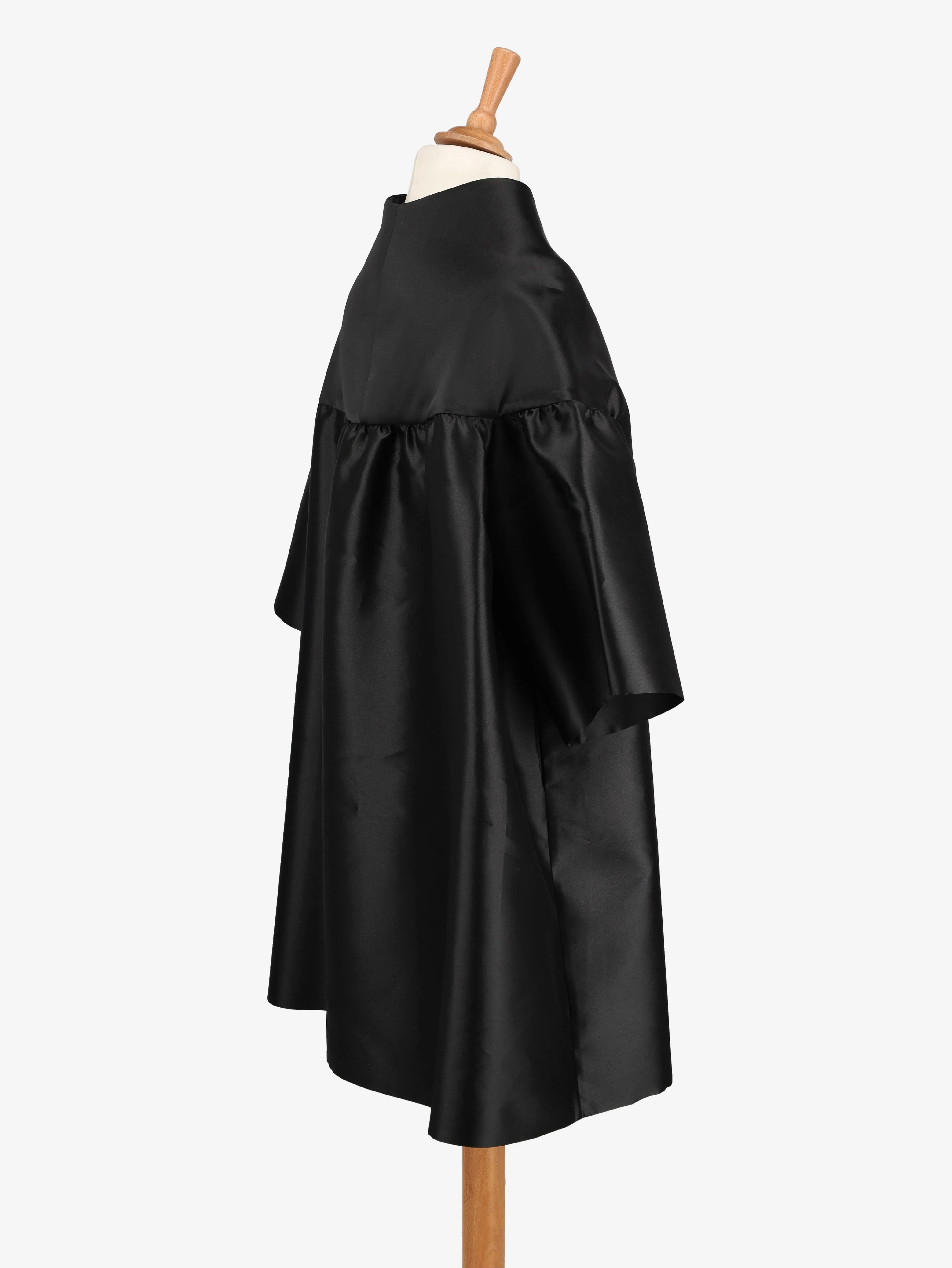 Alberta Ferretti Black Taffetà Overcoat