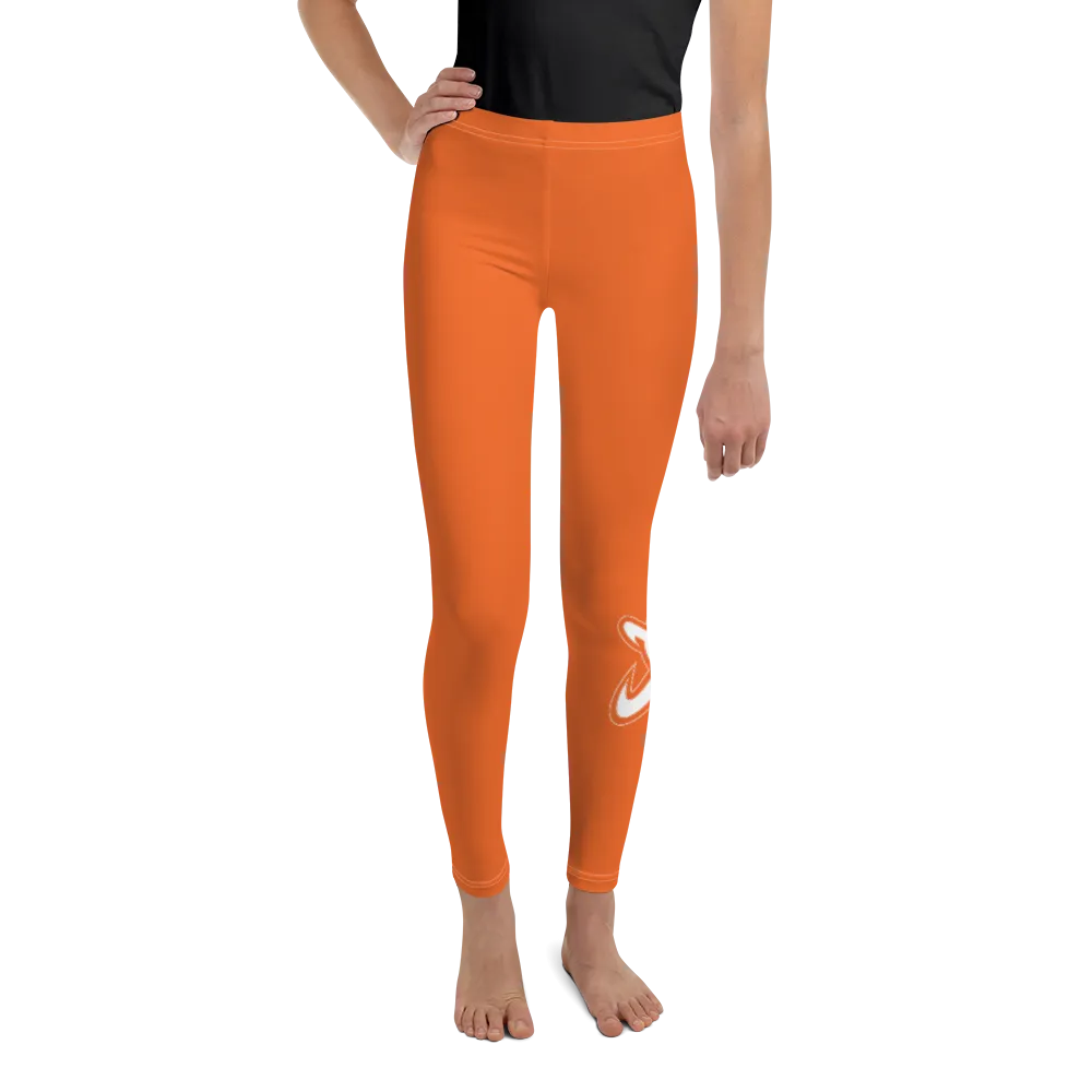 Athletic Apparatus Orange White logo White stitch V3 Youth Leggings