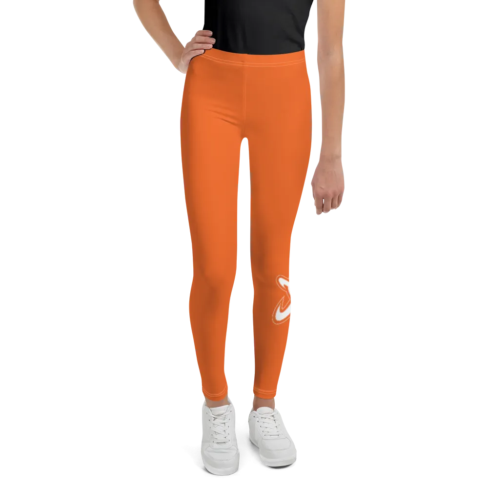 Athletic Apparatus Orange White logo White stitch V3 Youth Leggings