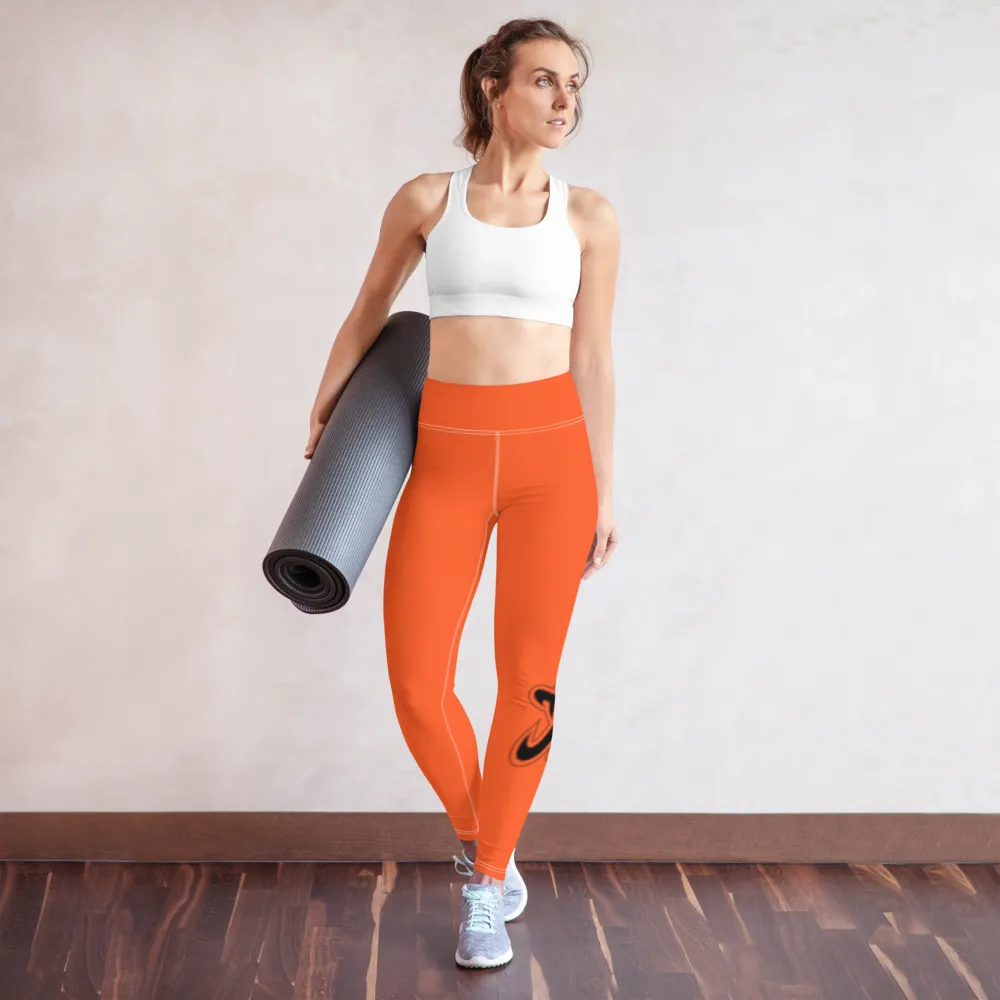 Athletic Apparatus Outrageous Orange White stitch Black logo V3 Yoga Leggings