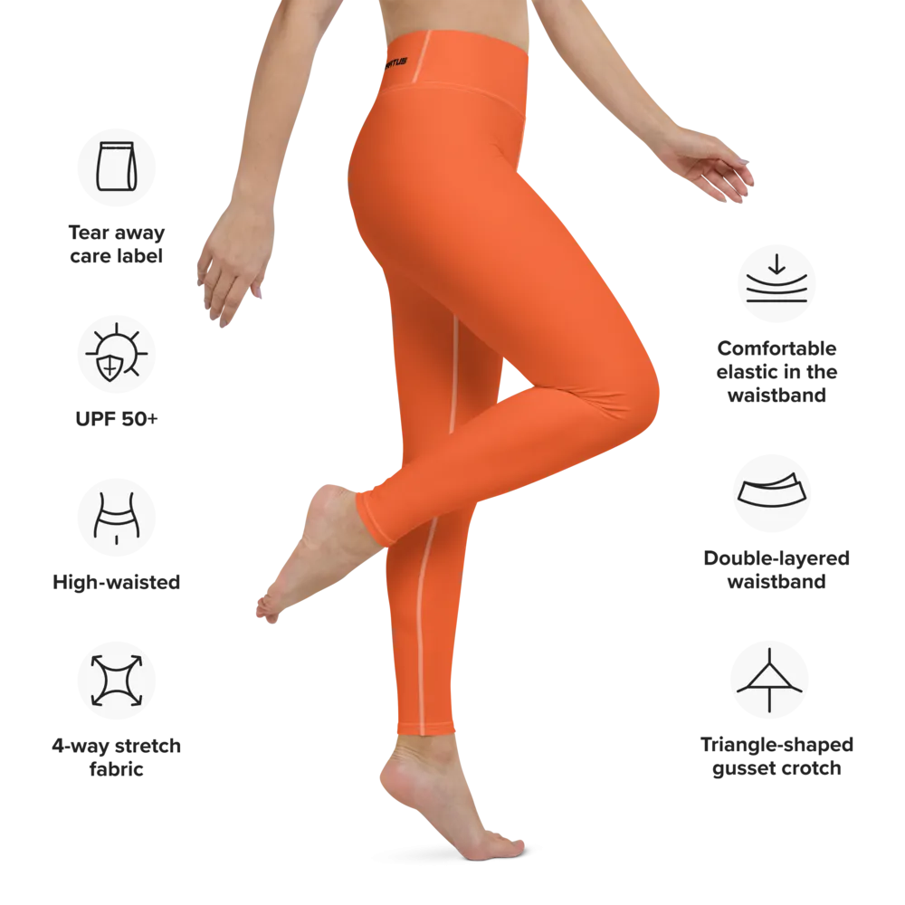 Athletic Apparatus Outrageous Orange White stitch Black logo V3 Yoga Leggings