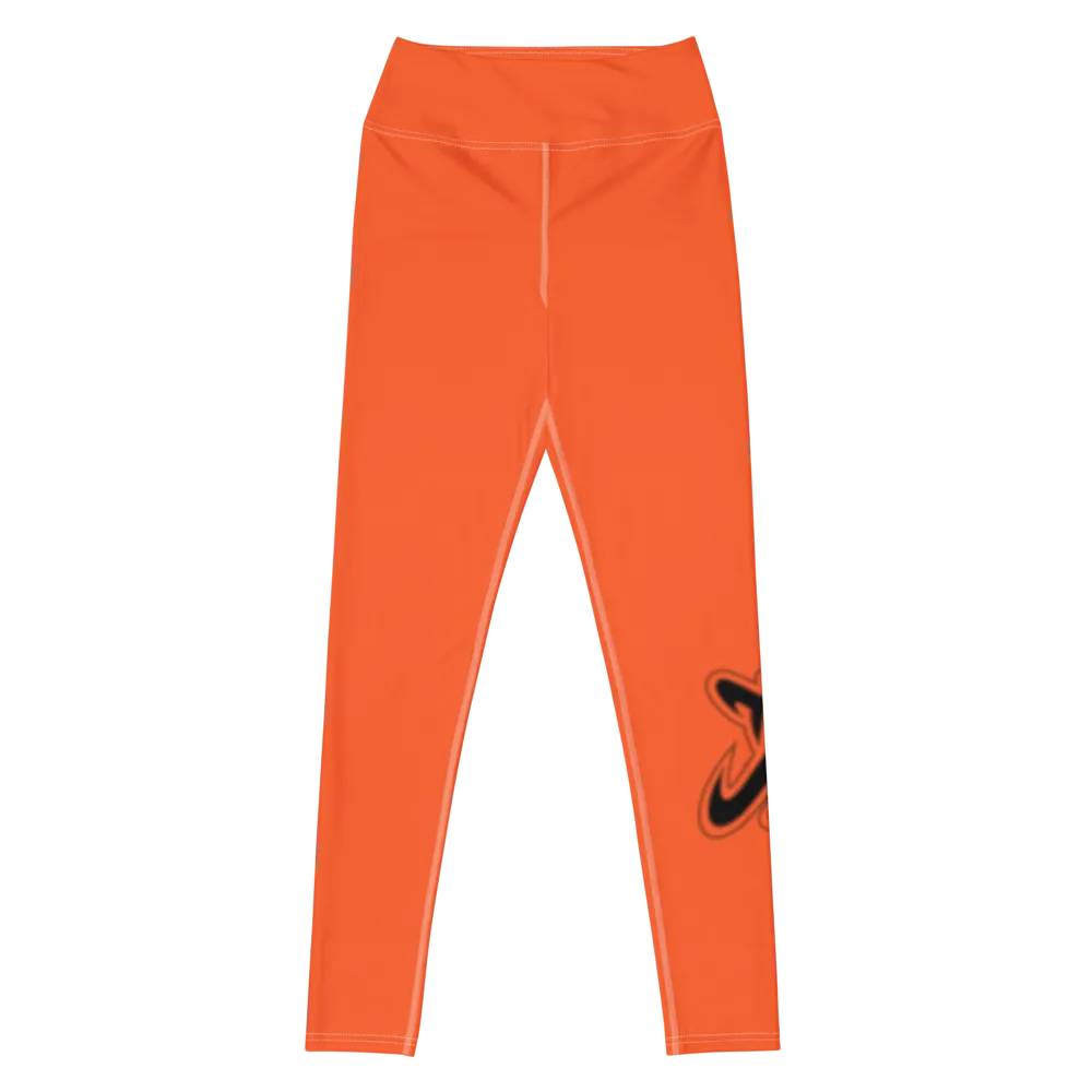 Athletic Apparatus Outrageous Orange White stitch Black logo V3 Yoga Leggings