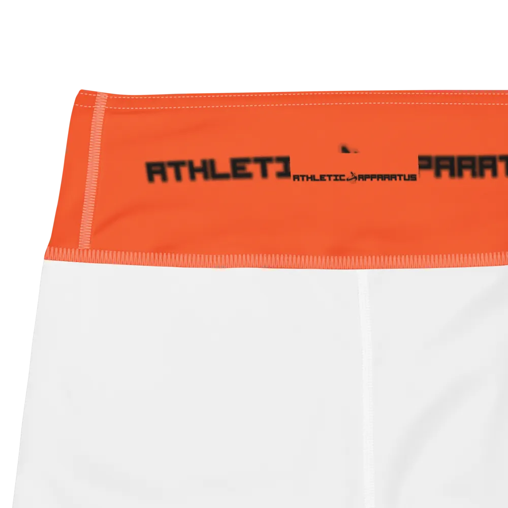Athletic Apparatus Outrageous Orange White stitch Black logo V3 Yoga Leggings
