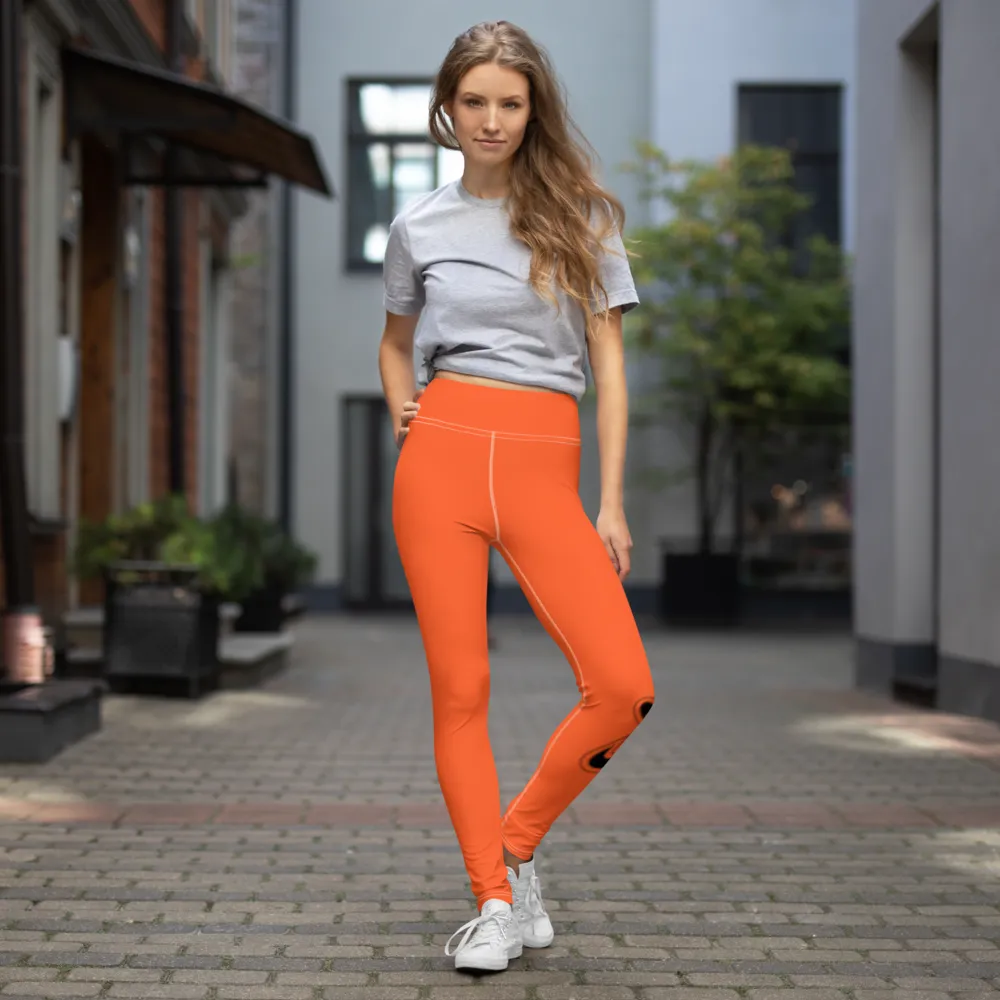 Athletic Apparatus Outrageous Orange White stitch Black logo V3 Yoga Leggings