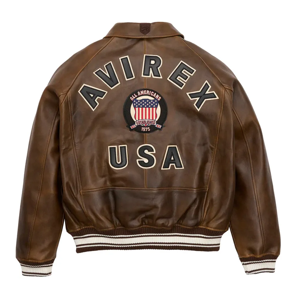 Avirex Icon Vintage Brown Leather Jacket