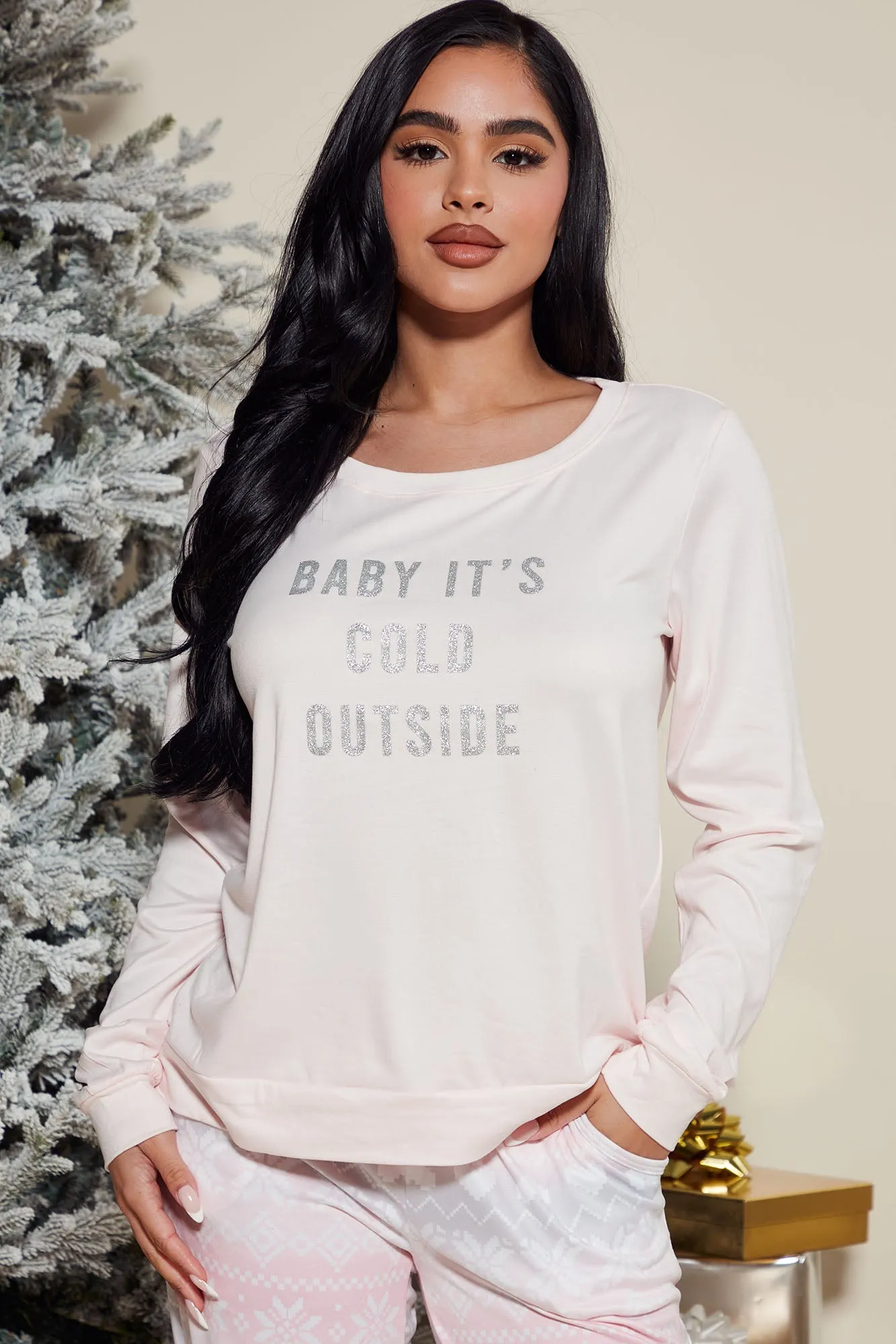 Baby Its Cold PJ Jogger Set - Pink/combo