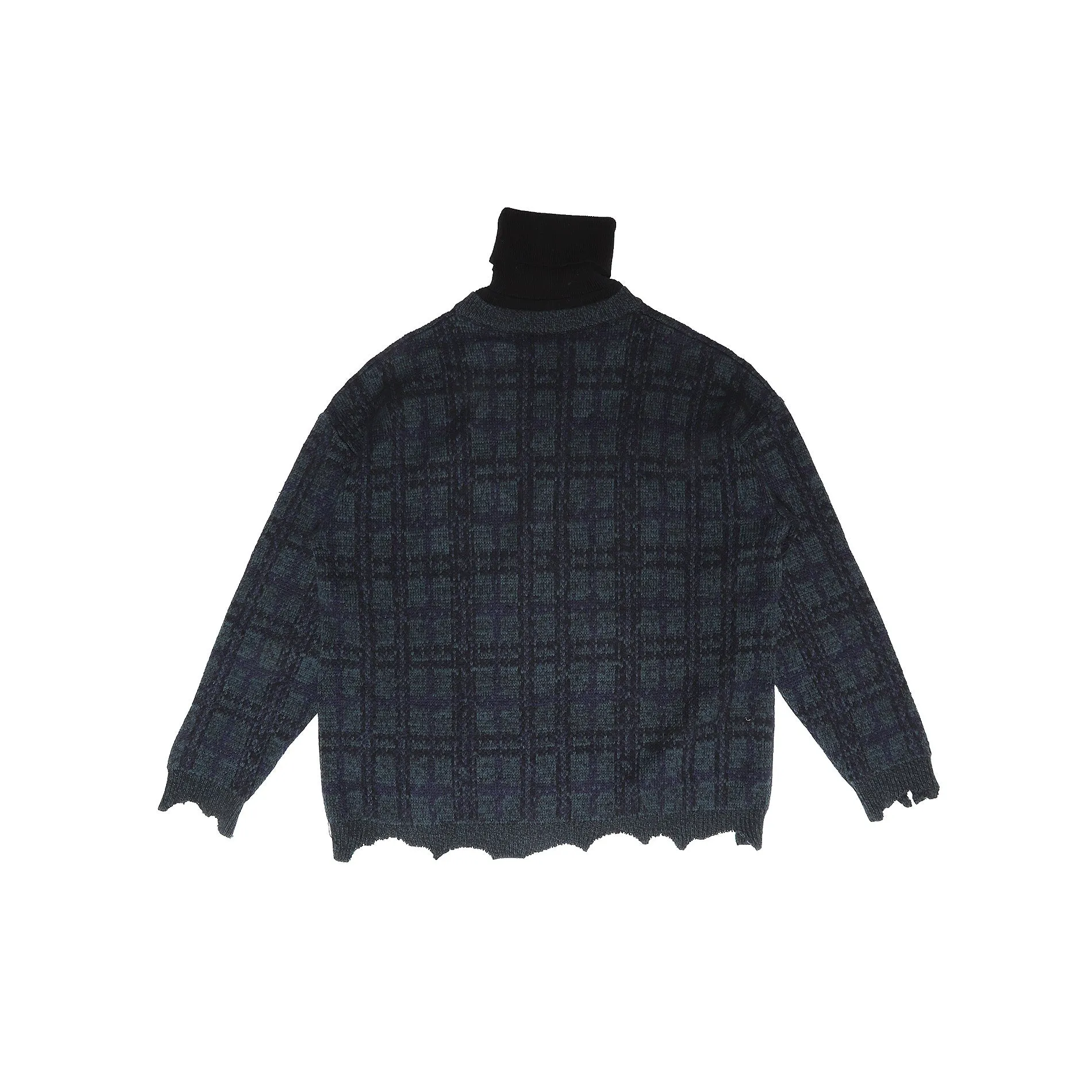 Balenciaga Oversized Distressed Turtleneck Knit Sweater