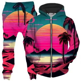 Beach Sunset Zip-Up Hoodie and Joggers Combo