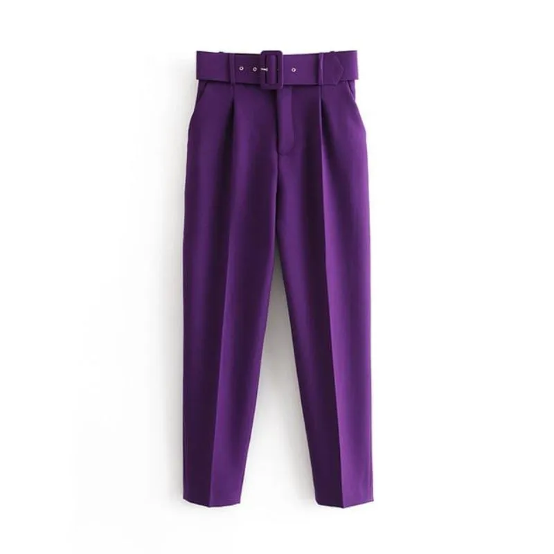 Belt High Waist Pants