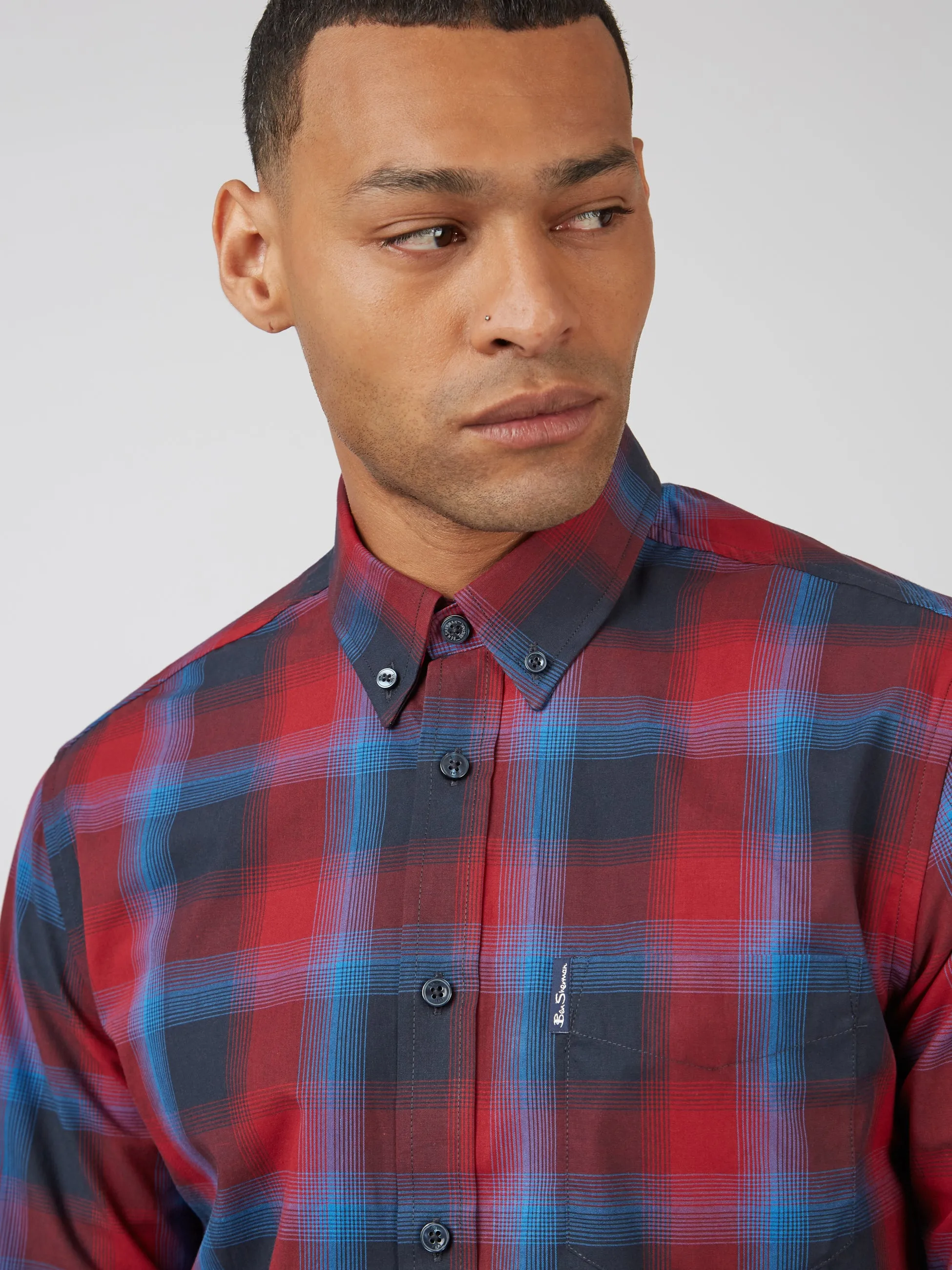 Ben Sherman Gradient Check Shirt - Red