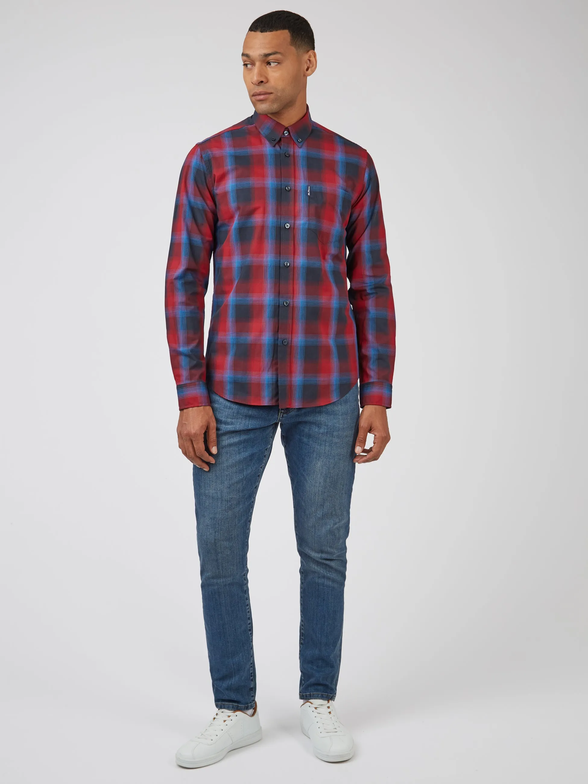 Ben Sherman Gradient Check Shirt - Red