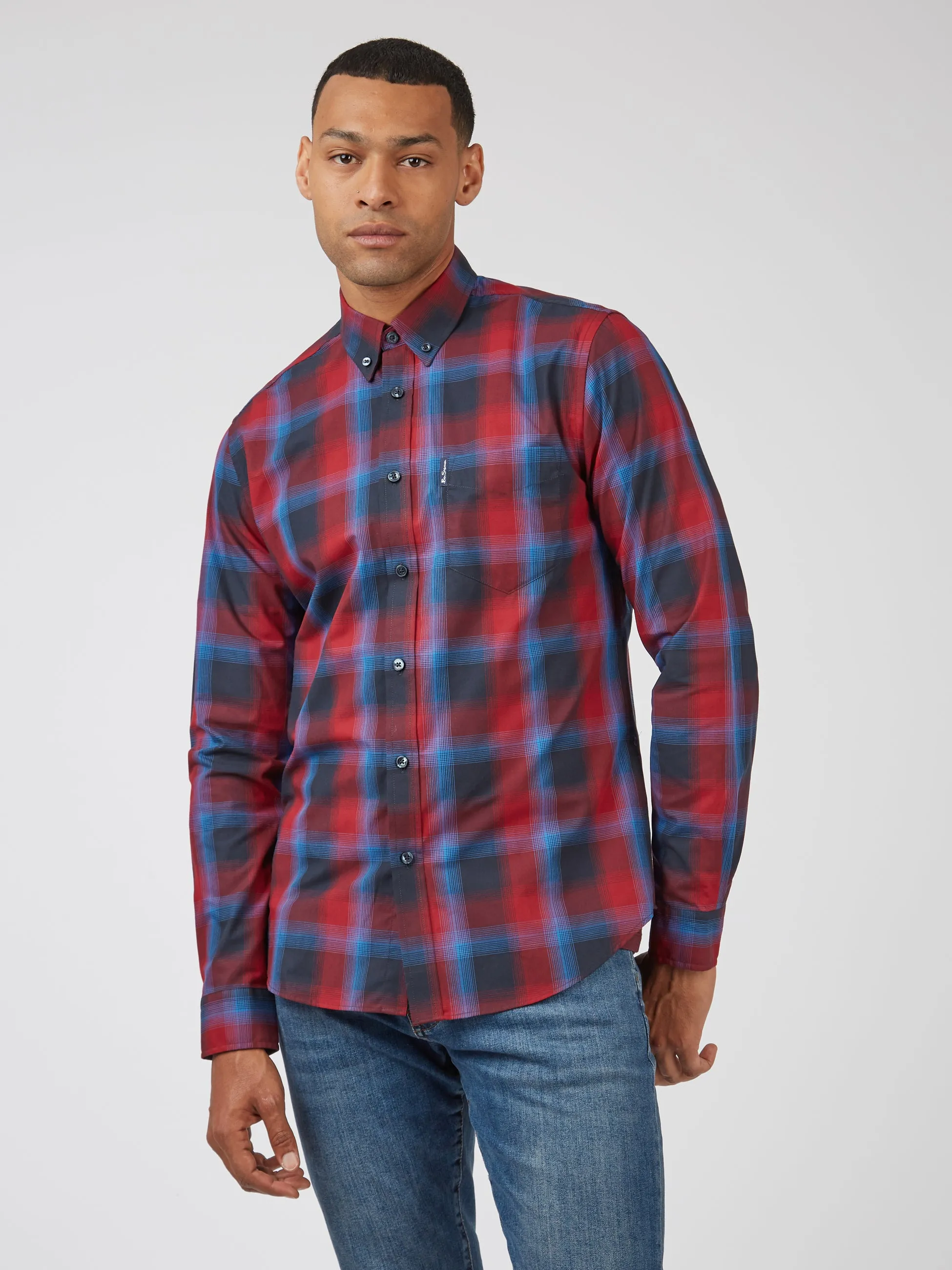 Ben Sherman Gradient Check Shirt - Red