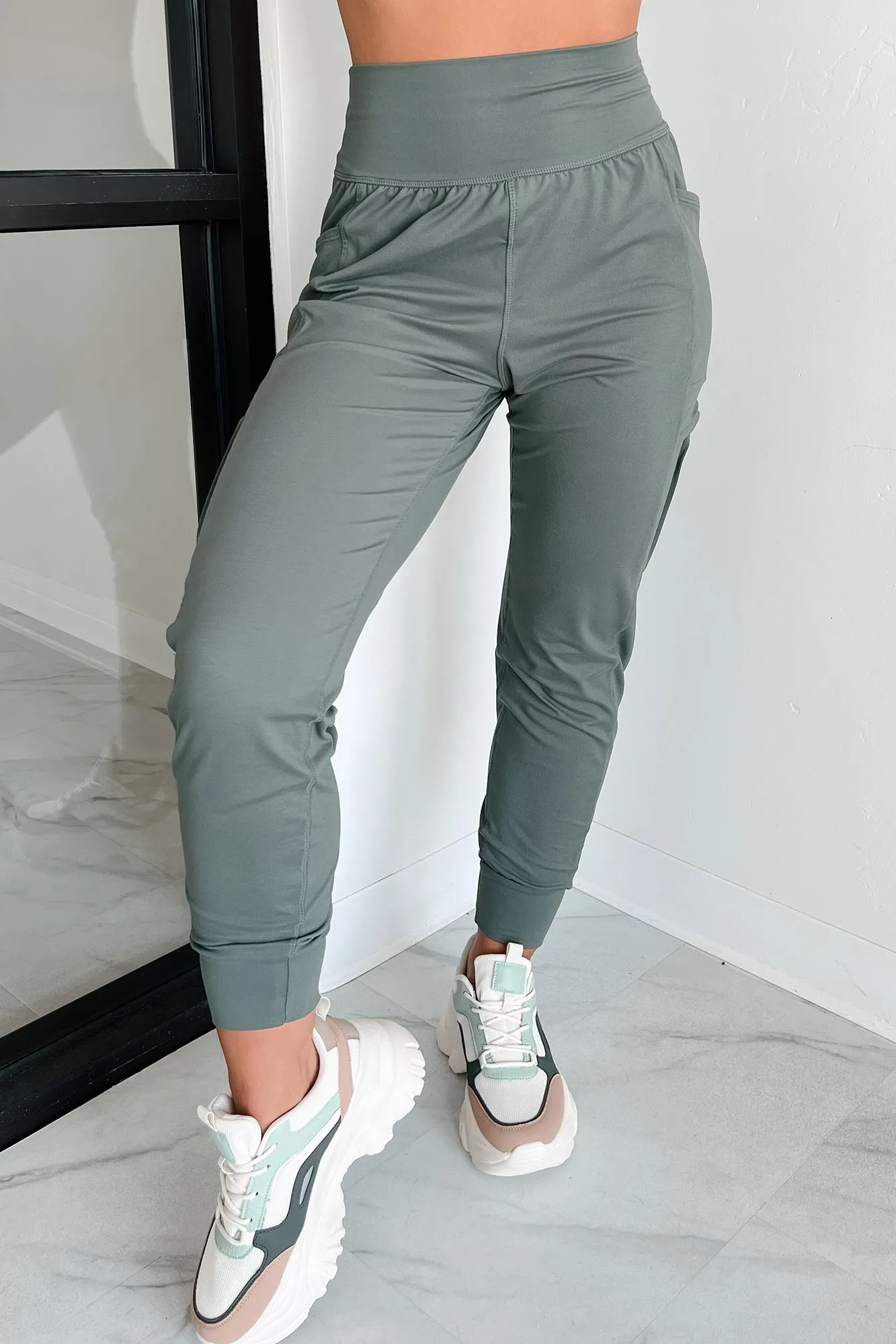 Bestie For The Restie Butter Soft Side Pocket Joggers (Sage)