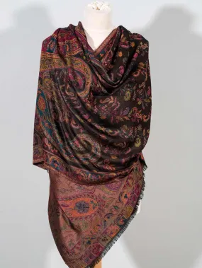 Black & Old Rose Jacquard Scarf
