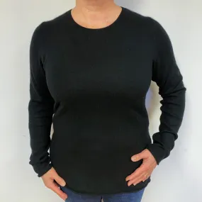 Black Cashmere Crew Neck Jumper Large.