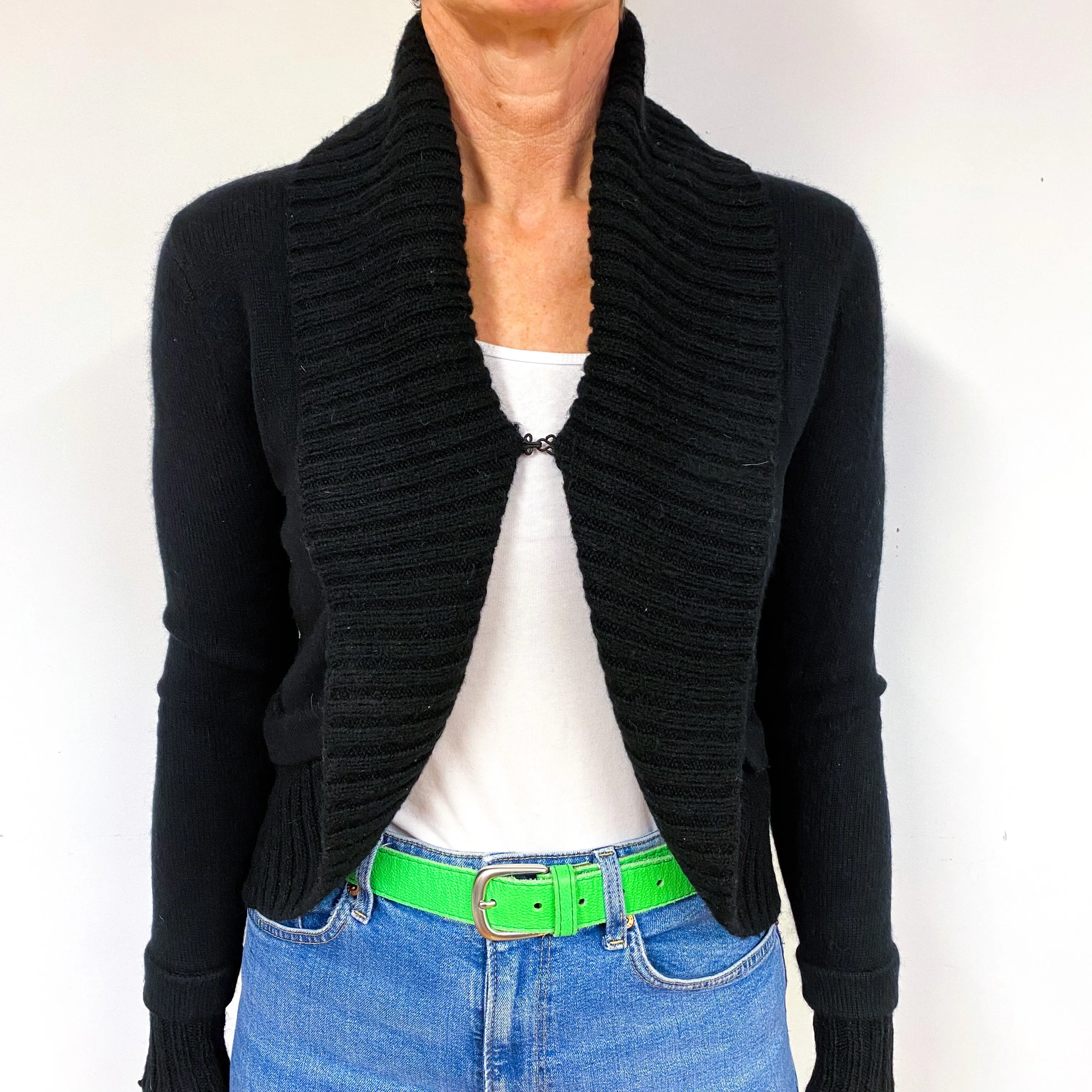 Black Cashmere Cropped Cardigan Medium