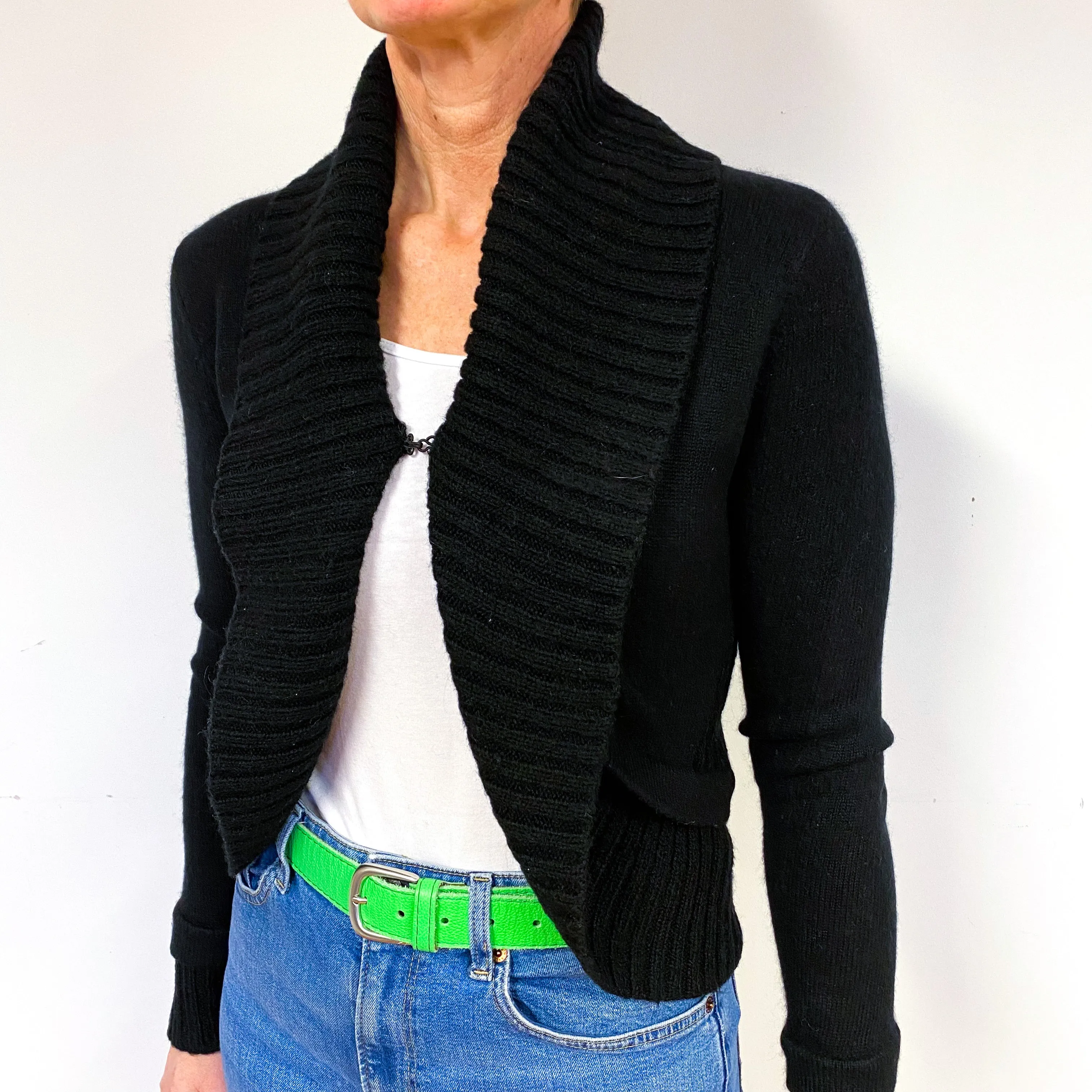 Black Cashmere Cropped Cardigan Medium