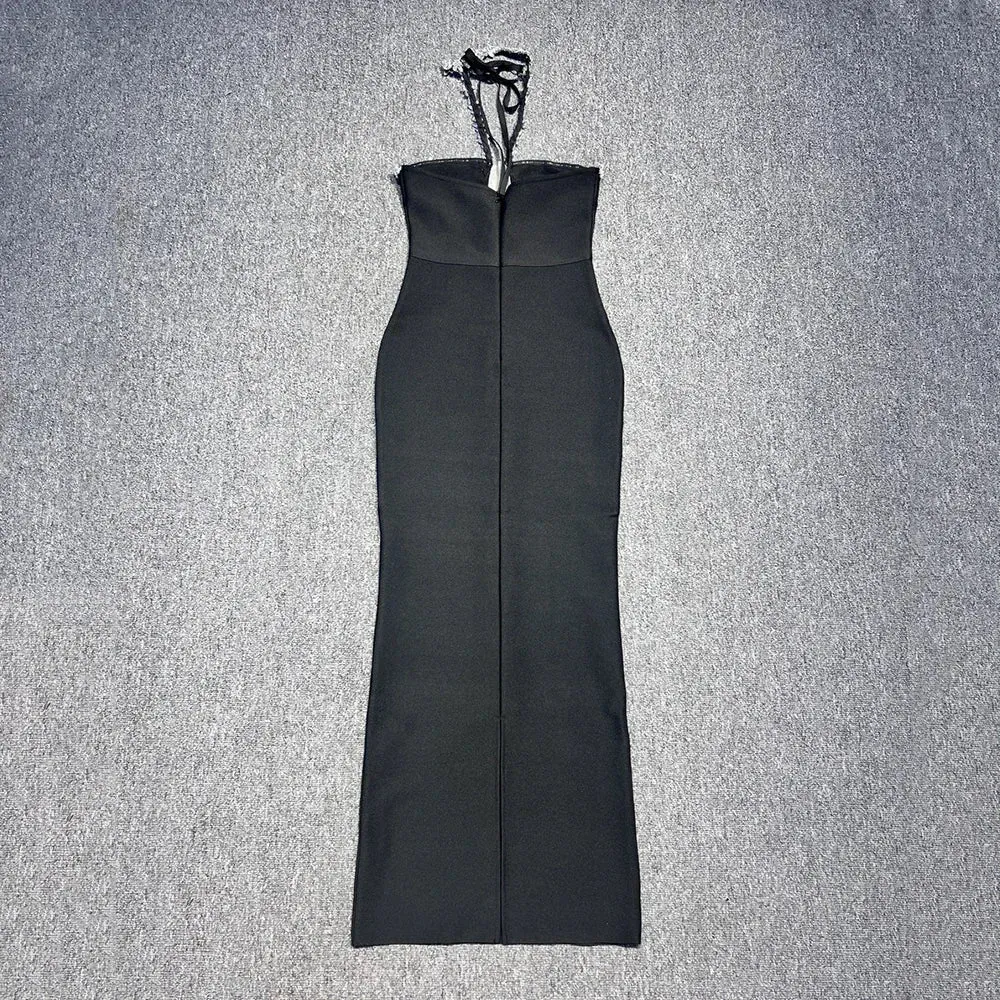 Black Diamond Strapless Maxi Bandage Dress