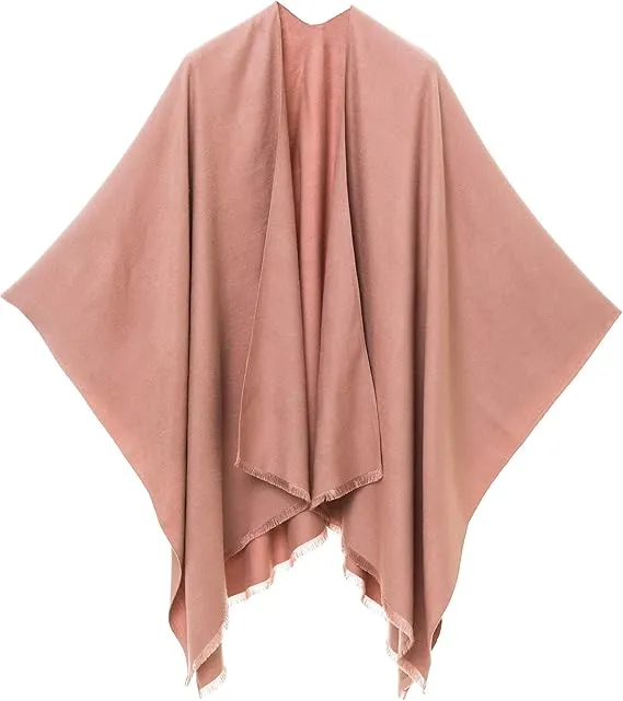 Black-Gray Luxurious Knit Sweater Poncho Cardigan
