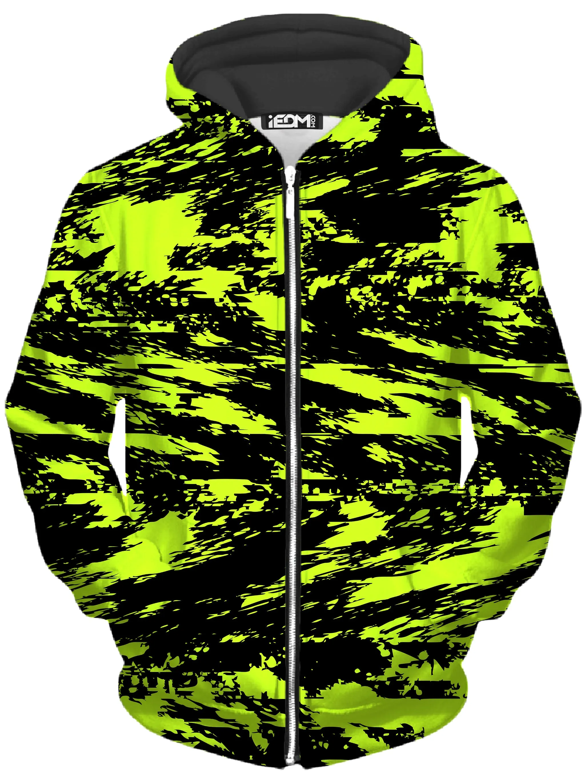 Black Lime Bolt Glitch Zip-Up Hoodie and Joggers Combo