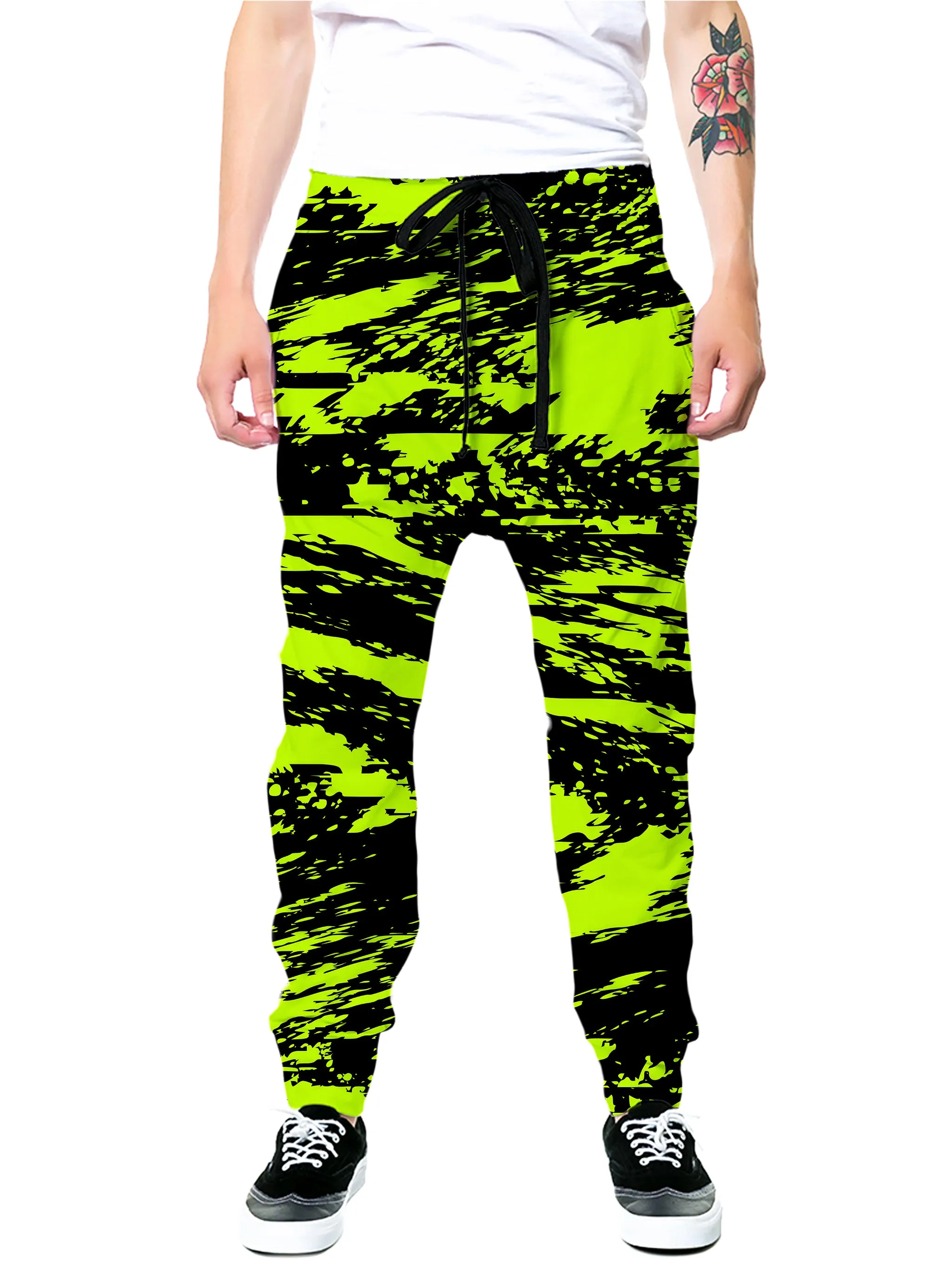 Black Lime Bolt Glitch Zip-Up Hoodie and Joggers Combo