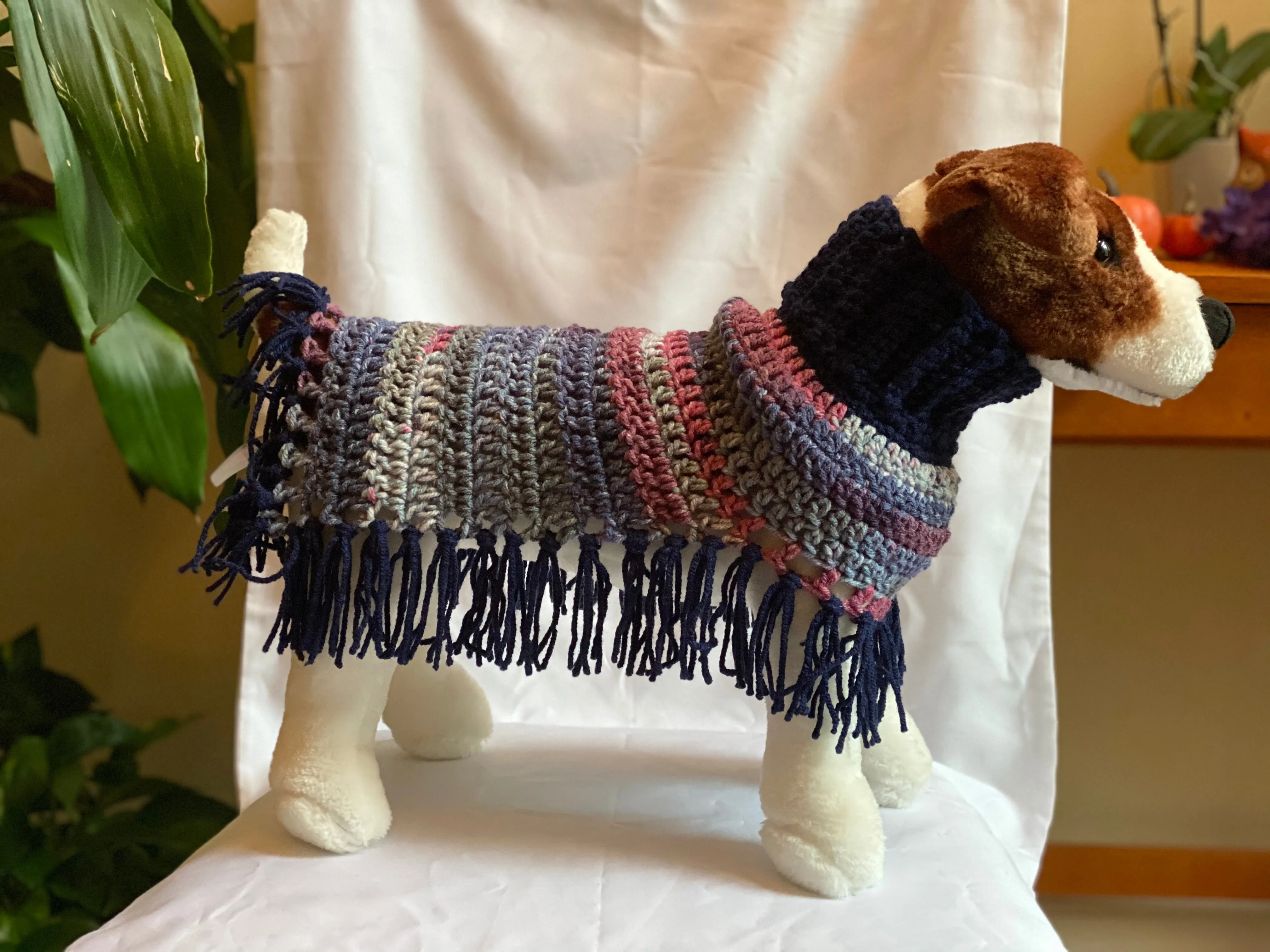 Blue and Red Dog Poncho/Sweater
