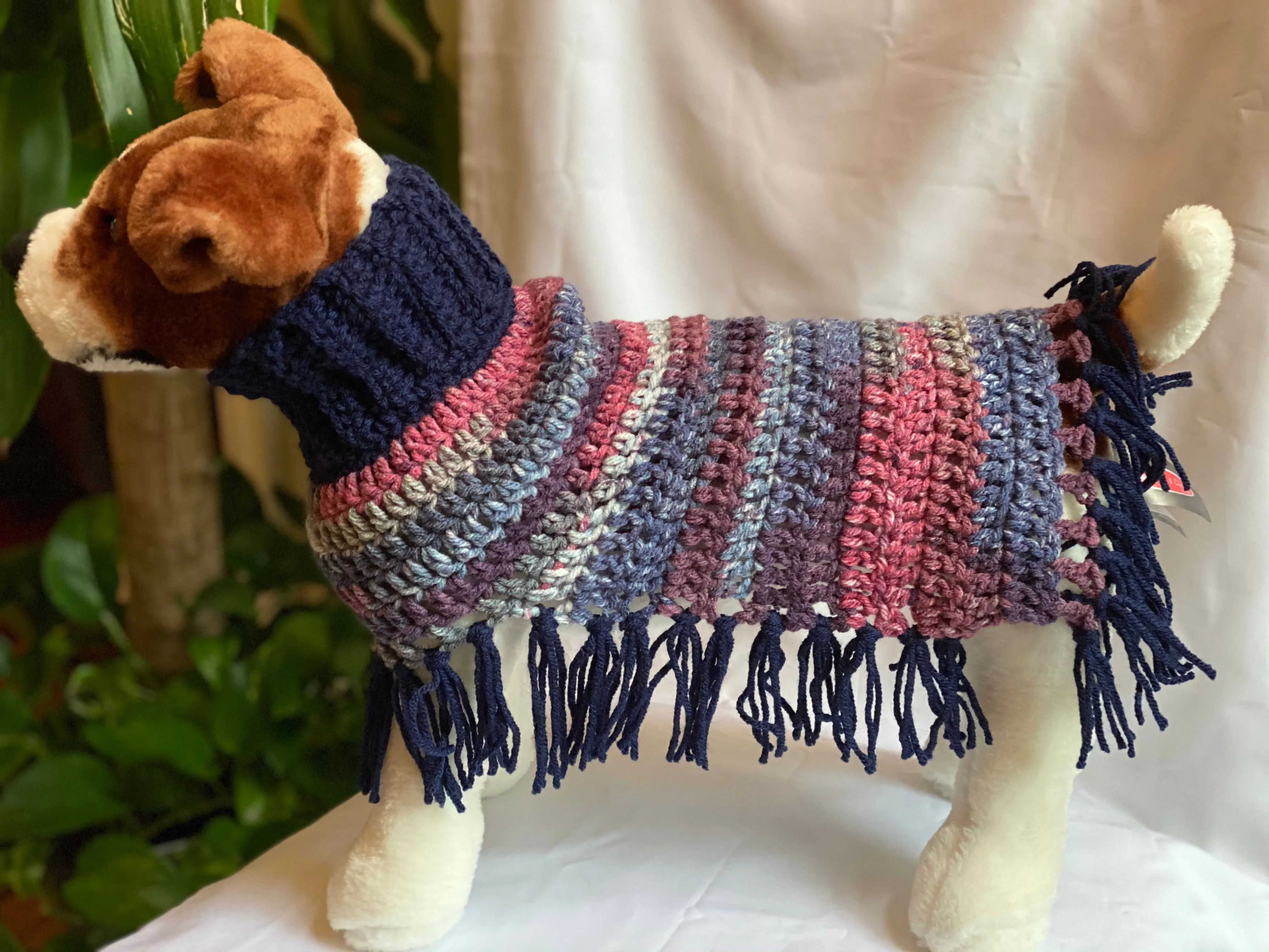 Blue and Red Dog Poncho/Sweater