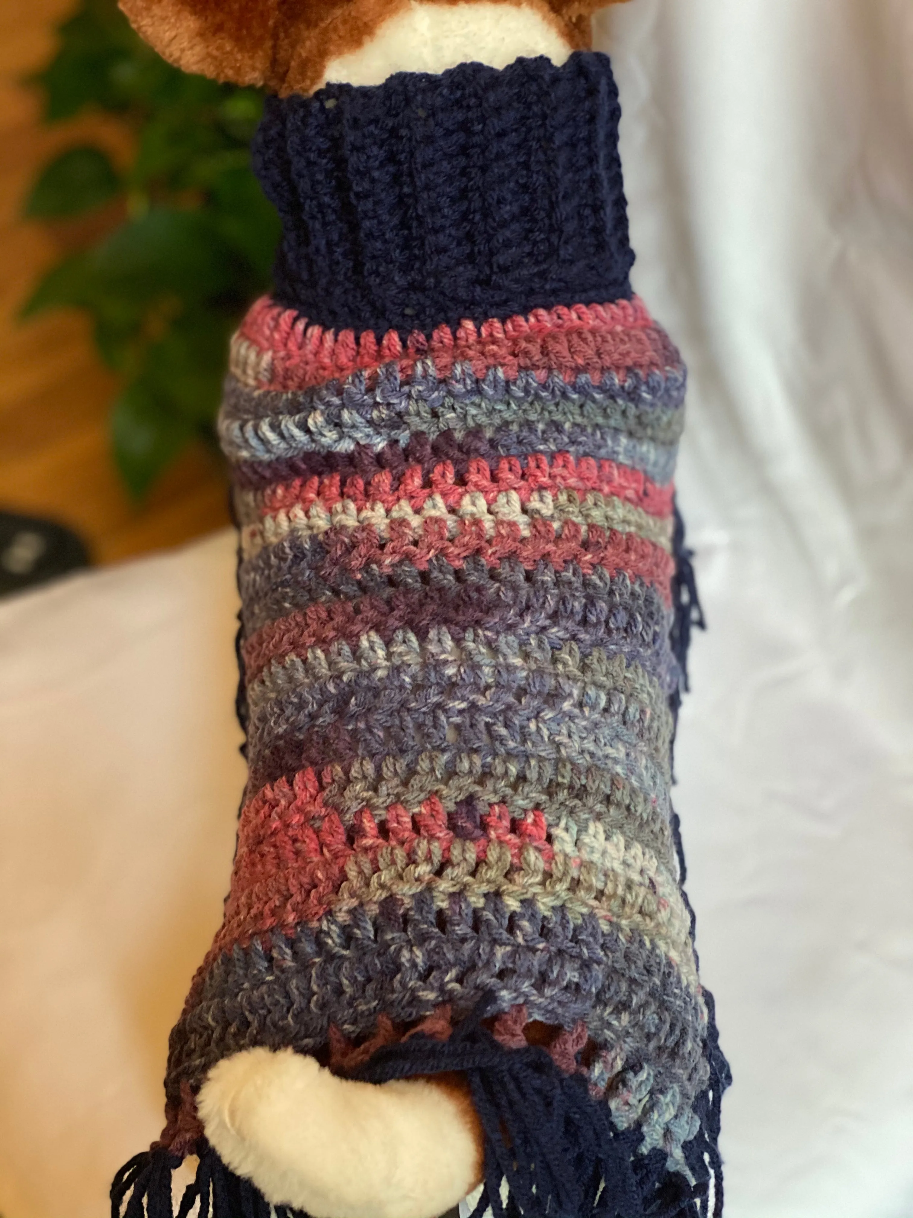 Blue and Red Dog Poncho/Sweater