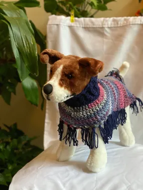 Blue and Red Dog Poncho/Sweater