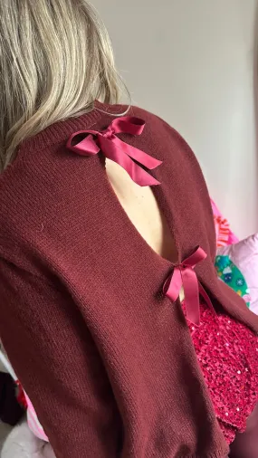 Burgundy Bow Back Detail Jumper