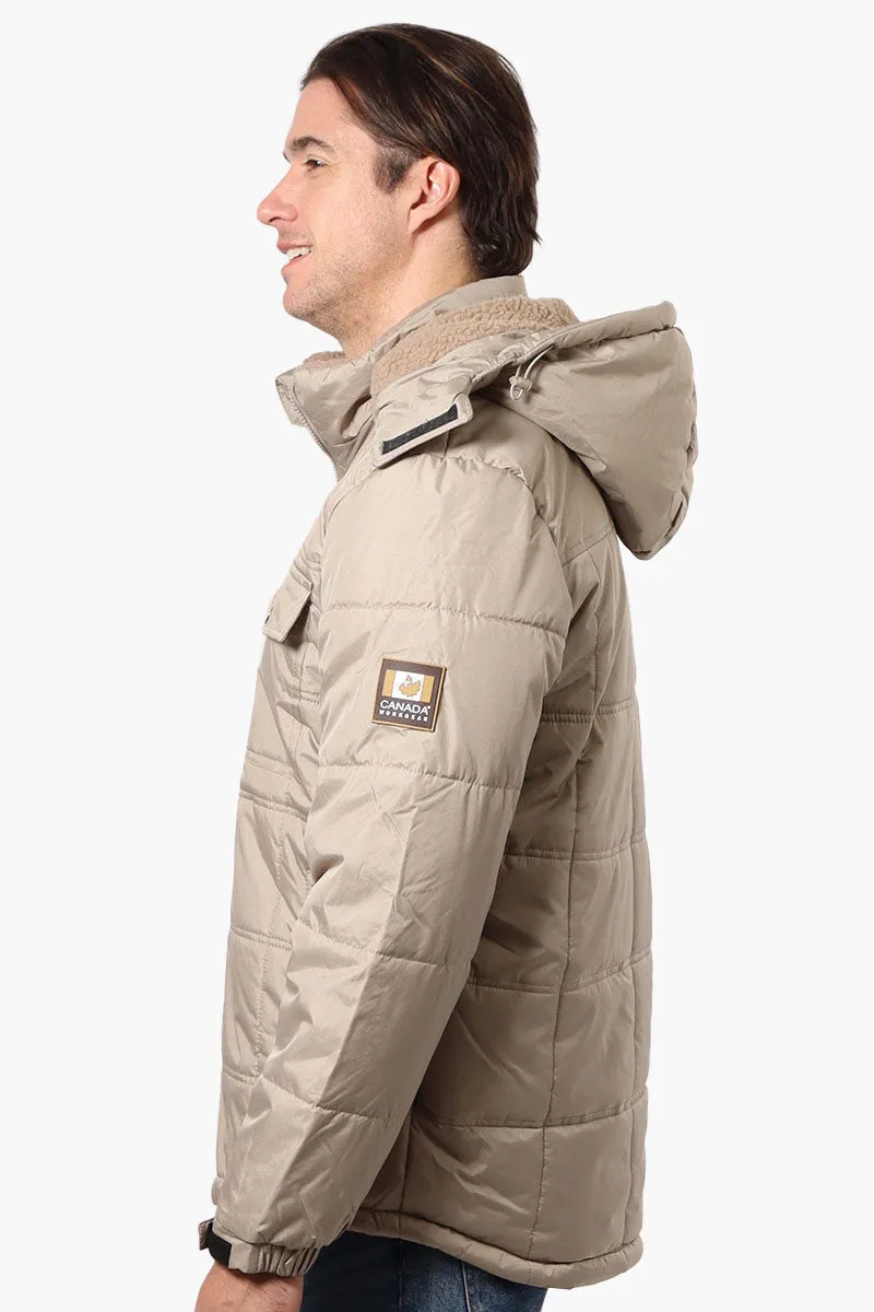 Canada Work Gear 4 Pocket Sherpa Lined Hood Bomber Jacket - Beige