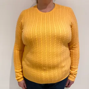 Cantaloupe Orange Cable Cashmere Crew Neck Jumper Extra Large