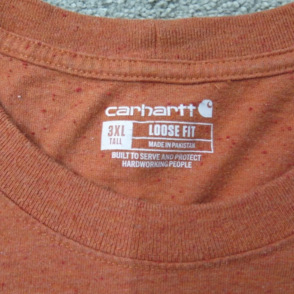 Carhartt Shirts Mens 3XL Orange Loose Fit Casual Outdoors Pocket Crew Neck Tee