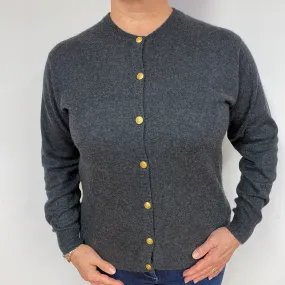 Charcoal Grey Cashmere Crew Neck Cardigan Large