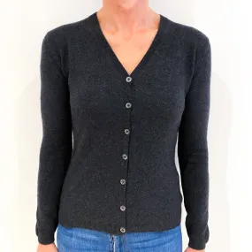 Charcoal Grey Cashmere V-Neck Cardigan Small