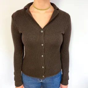 Chocolate Brown Chunky Cashmere Collared Jacket Small