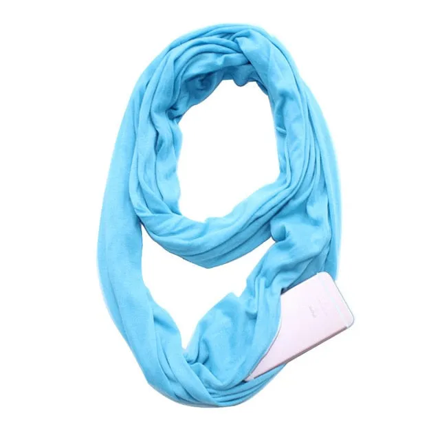 Convertible Infinity Scarf with Pocket Pattern Infinity Scarf with Zipper Pocket All-match Fashion Women Scarves,CI005